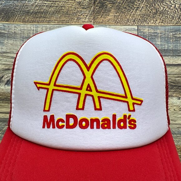 McDonald's Mens Trucker Hat Red Snapback Vintage 1961 Logo Hamburger Ball Cap - Picture 3 of 8